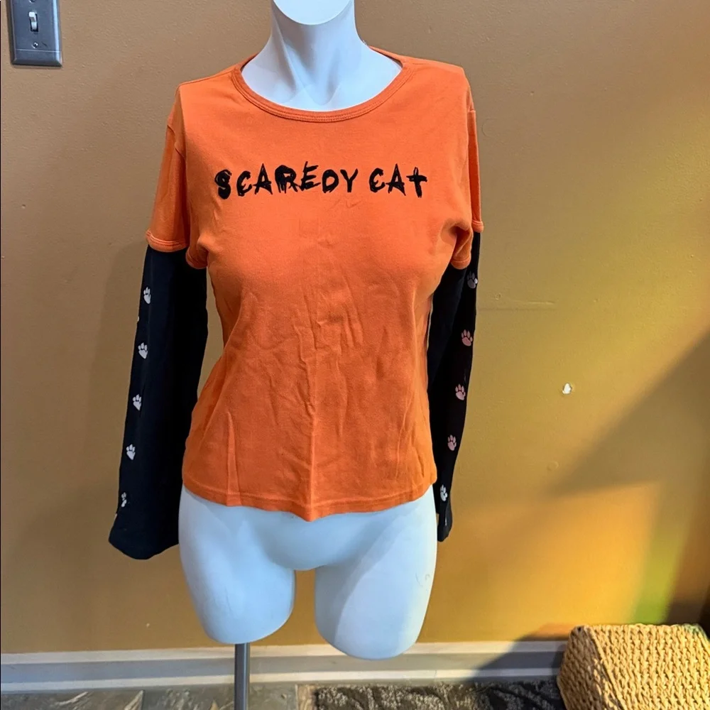 Vintage (2004) Old Navy Scaredy Cat Halloween Shirt. Girls / Child XXL